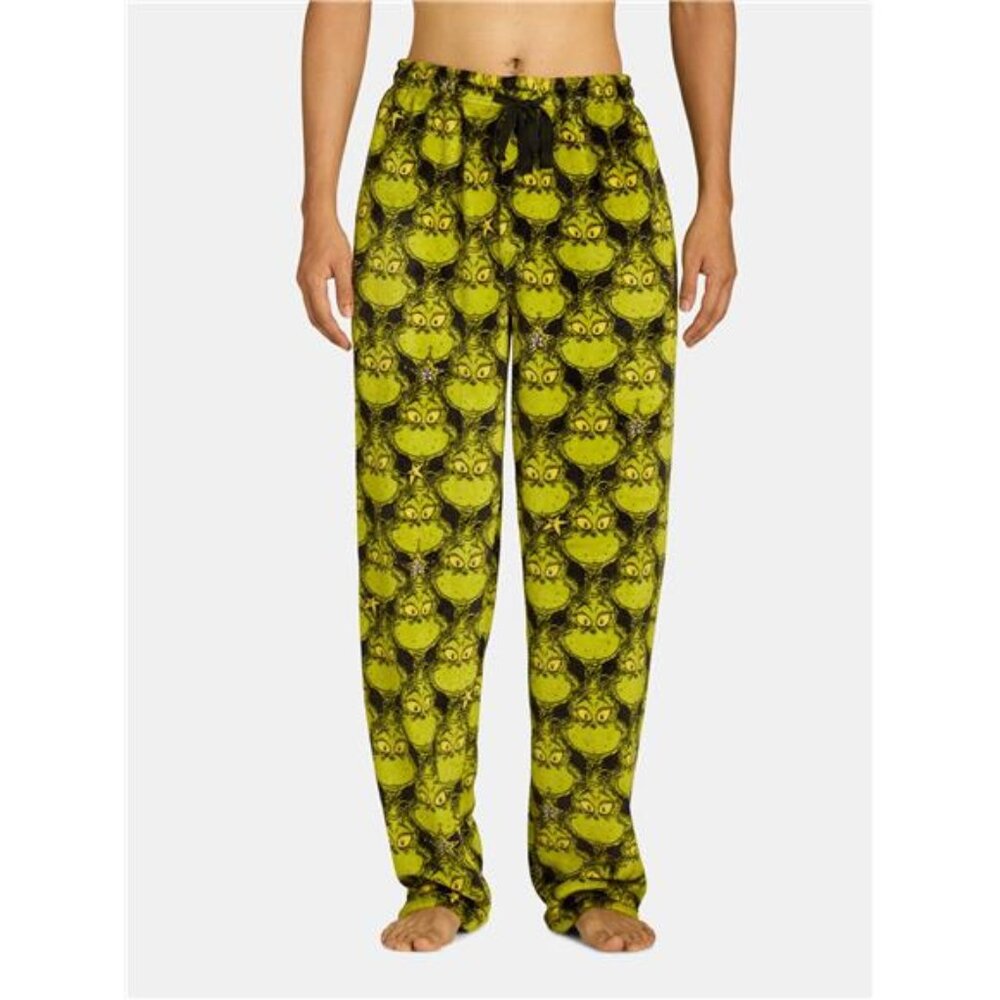 NWT Men's Dr. Seuss Grinch Fleece Sleep Pants, Pockets, Elastic Waist/Drawstring - Picture 1 of 5
